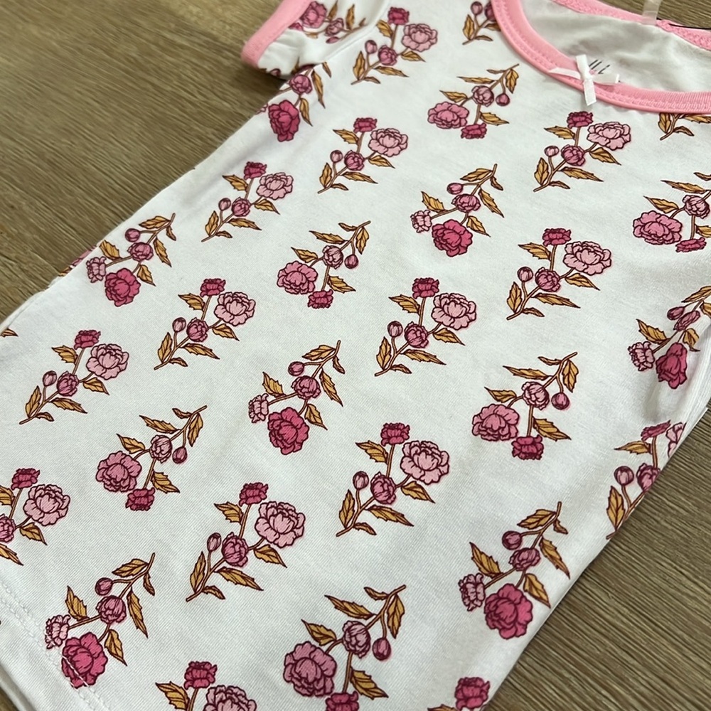 Milkberry Toddler Girl Bamboo Pink Summer Floral Pajama Set 12 months 3T 4T - Picture 3 of 4